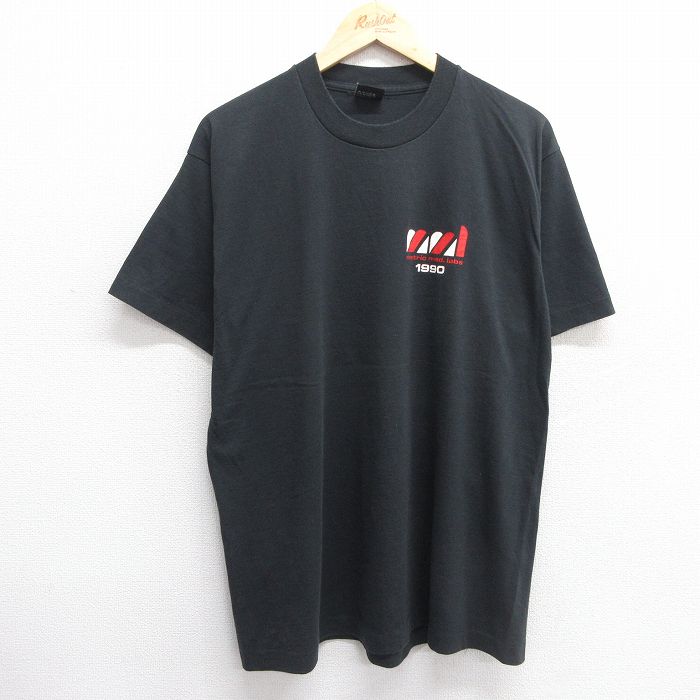 L★古着 スクリーンスターズ 半袖 ビンテージ Tシャツ メンズ 90年代 90s metric クルーネック USA製 黒 ブラック 25apr03 中古