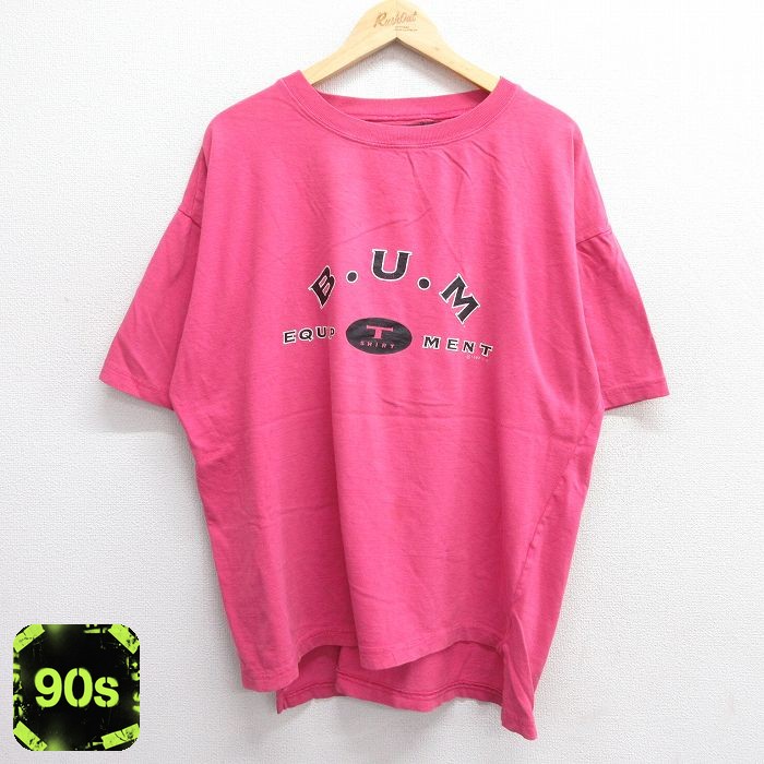 b.u.m.equipment 90s 半袖Tシャツ ビッグロゴ ピンク XL | 古着