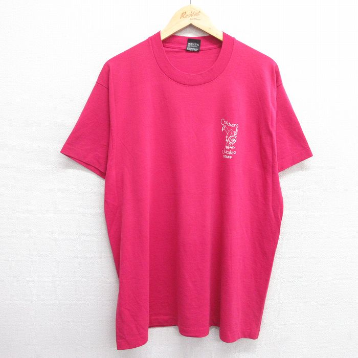 スクリーンスターズ 80s 半袖Tシャツ スタッフ ピンク XL | 古着