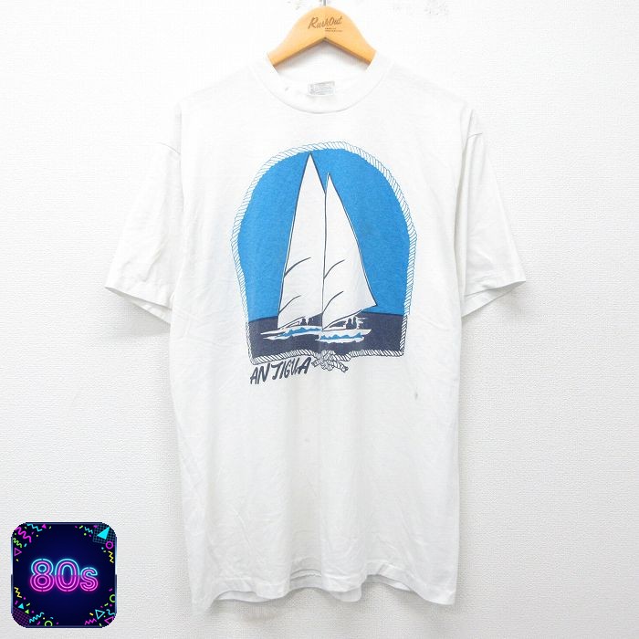 ヘインズ 80s 半袖Tシャツ ヨット ホワイト XL | 古着