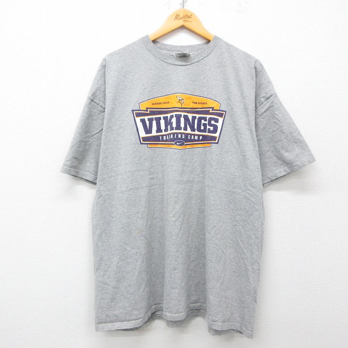 XL★古着 ナイキ NIKE 半袖 ビンテージ Tシャツ メンズ 00年代 00s VIKINGS 大きいサイズ クルーネック グレー 霜降り 25apr04 中古