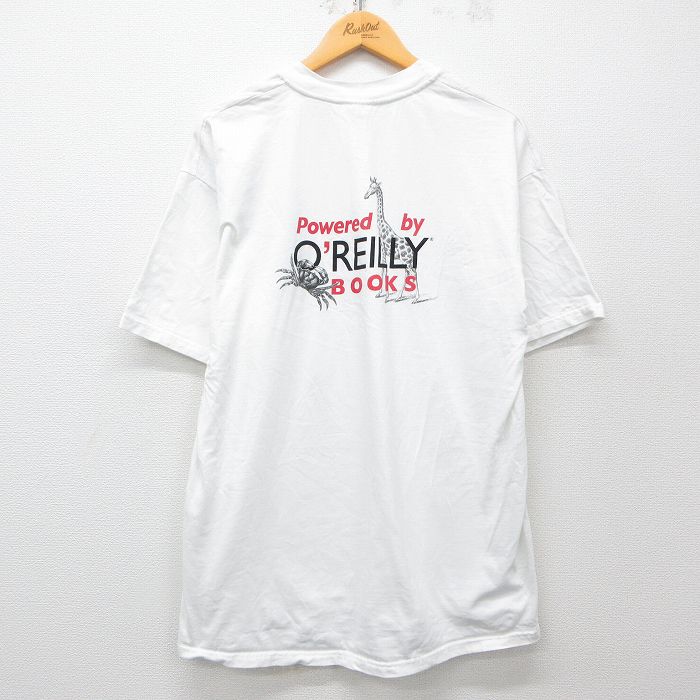 XL★古着 ヘインズ Hanes 半袖 ビンテージ Tシャツ メンズ 00年代 00s OREILLY キリン カニ 大きいサイズ コットン クルーネック 白 ホワイト 25apr04 中古