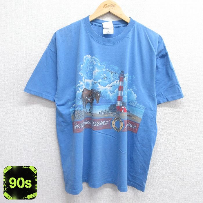 90s 半袖Tシャツ 馬 ネイビー XL | 古着