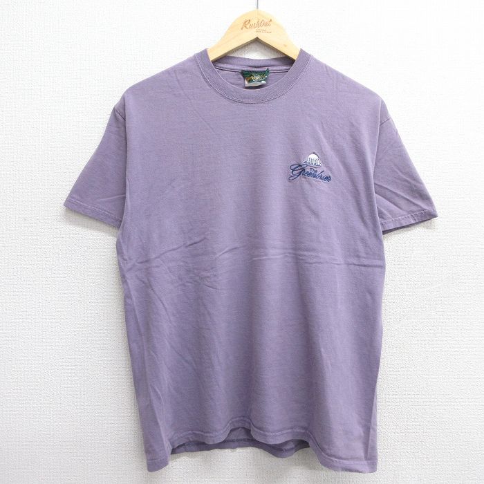 L★古着 半袖 ビンテージ Tシャツ メンズ 00年代 00s green コットン クルーネック 紫系 パープル 25apr05 中古