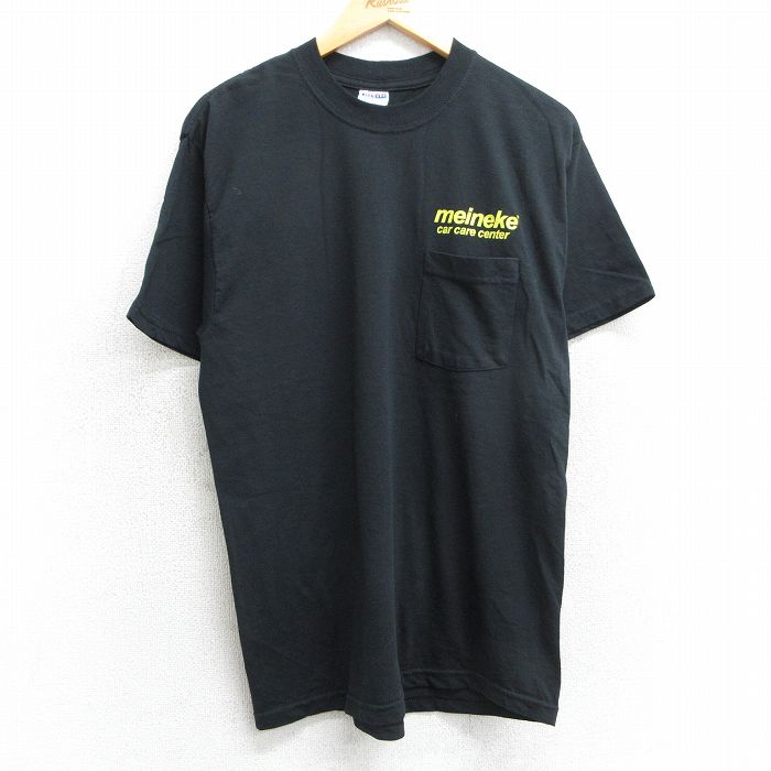 【50%OFF】L★古着 ジャージーズ 半袖 ビンテージ Tシャツ メンズ 00年代 00s meineke 胸ポケット付き クルーネック 黒 ブラック 25apr05 中古