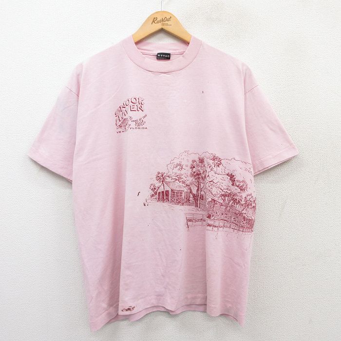 XL★古着 フルーツオブザルーム 半袖 ビンテージ Tシャツ メンズ 90年代 90s SNOOK HAVEN カメ クルーネック USA製 ピンク系 【spe】 25apr05 中古