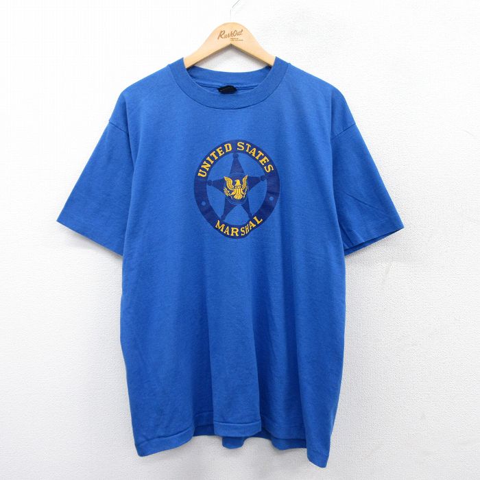 スクリーンスターズ 80s 半袖Tシャツ UNITED STATE MARSHAL ブルー XL | 古着