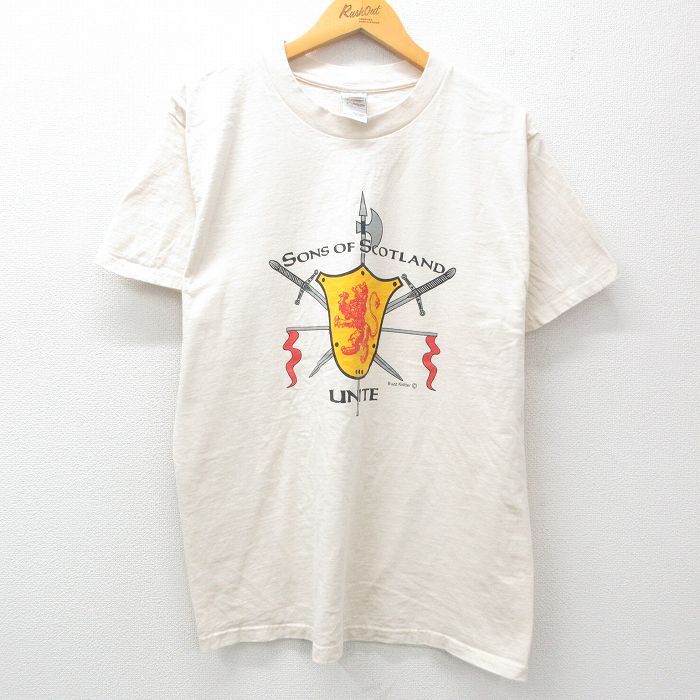 L★古着 フルーツオブザルーム 半袖 ビンテージ Tシャツ メンズ 00年代 00s スコットランド コットン クルーネック 生成り 25apr07 中古