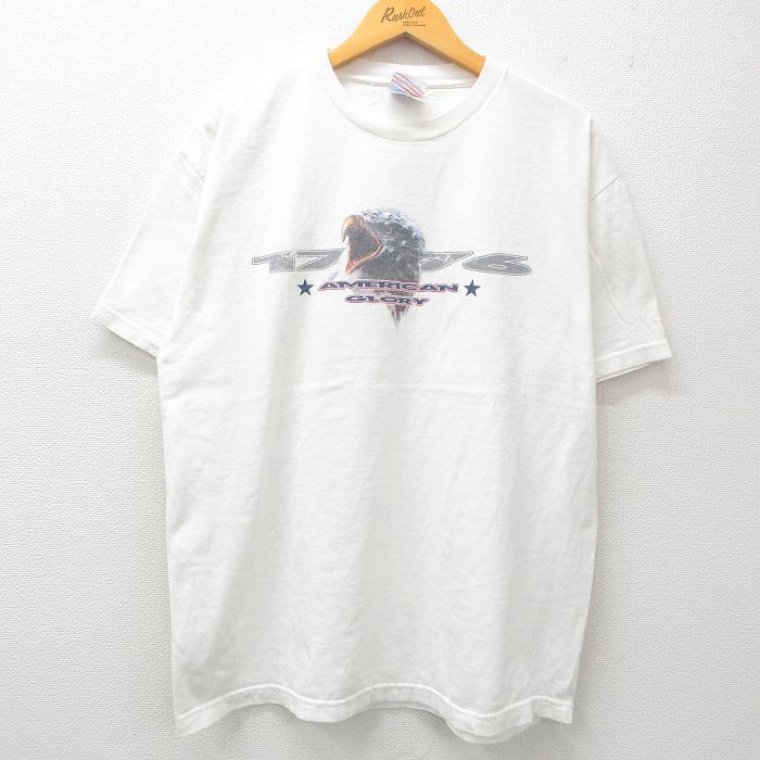 XL★古着 半袖 ビンテージ Tシャツ メンズ 00年代 00s ワシ コットン クルーネック USA製 白 ホワイト 25apr07 中古
