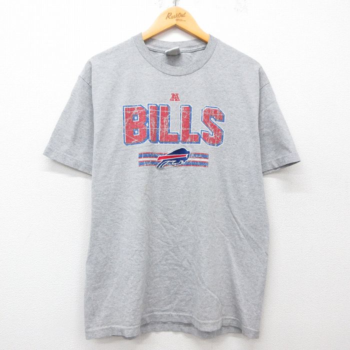 L★古着 半袖 ビンテージ Tシャツ メンズ NFL バッファロービルズ クルーネック グレー 霜降り アメフト スーパーボウル 25apr08 中古