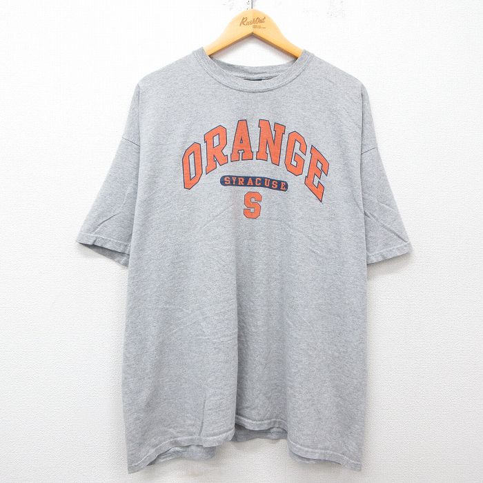 XL★古着 半袖 ビンテージ Tシャツ メンズ 00年代 00s シラキュース オレンジ 大きいサイズ クルーネック グレー 霜降り 25apr08 中古