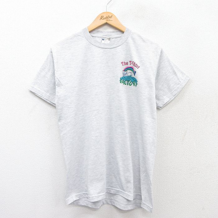 【50%OFF】M★古着 ジャージーズ 半袖 ビンテージ Tシャツ メンズ 00年代 00s 虹 クルーネック 薄グレー 霜降り 25apr07 中古