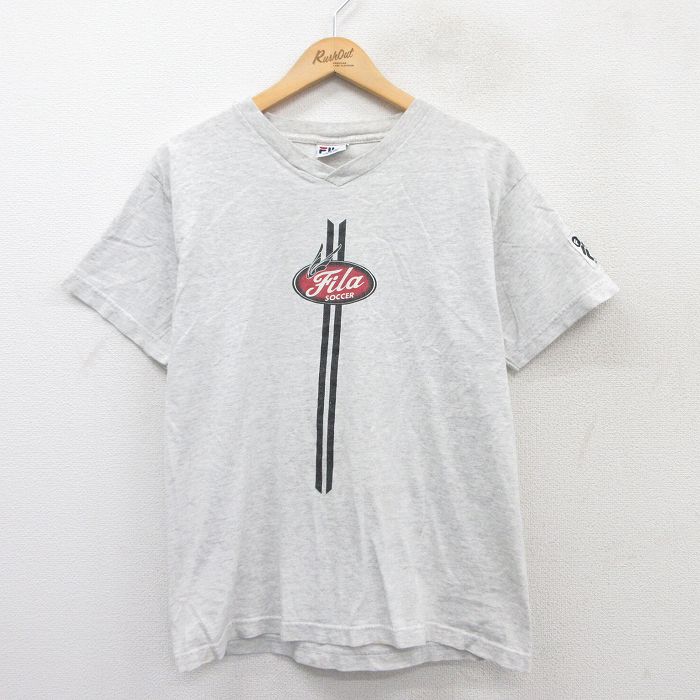 【50%OFF】フィラ 90s 半袖Tシャツ ワンポイントロゴ グレー M | 古着
