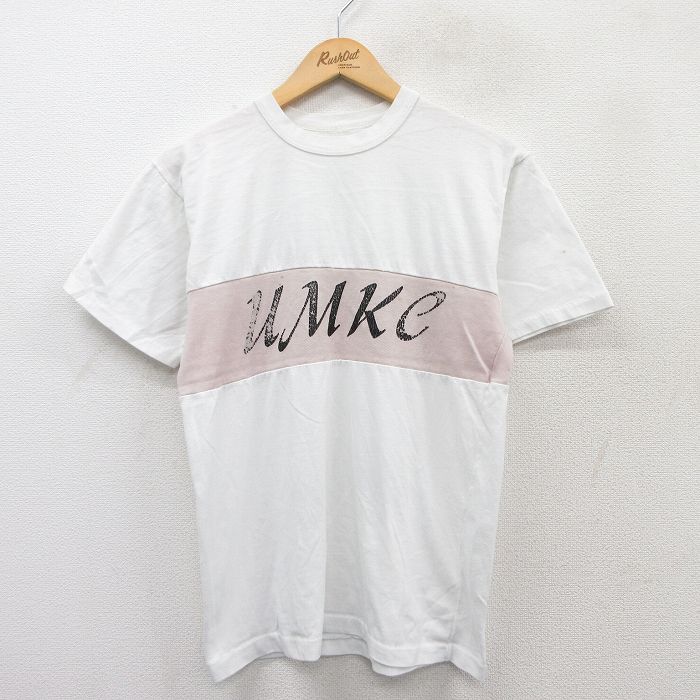 S★古着 半袖 ビンテージ Tシャツ メンズ 90年代 90s UMKE ツートンカラー クルーネック 白他 ホワイト 25apr07 中古