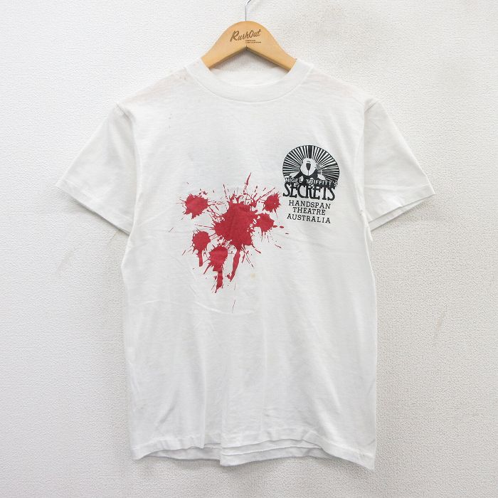 S★古着 半袖 ビンテージ Tシャツ メンズ 80年代 80s ハンドスパンシアター クルーネック 白 ホワイト 【spe】 25apr07 中古