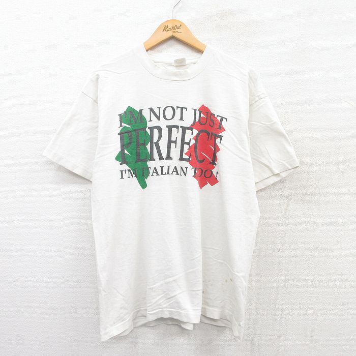 L★古着 フルーツオブザルーム 半袖 ビンテージ Tシャツ メンズ 90年代 90s PERFECT コットン クルーネック USA製 白 ホワイト 25apr07 中古