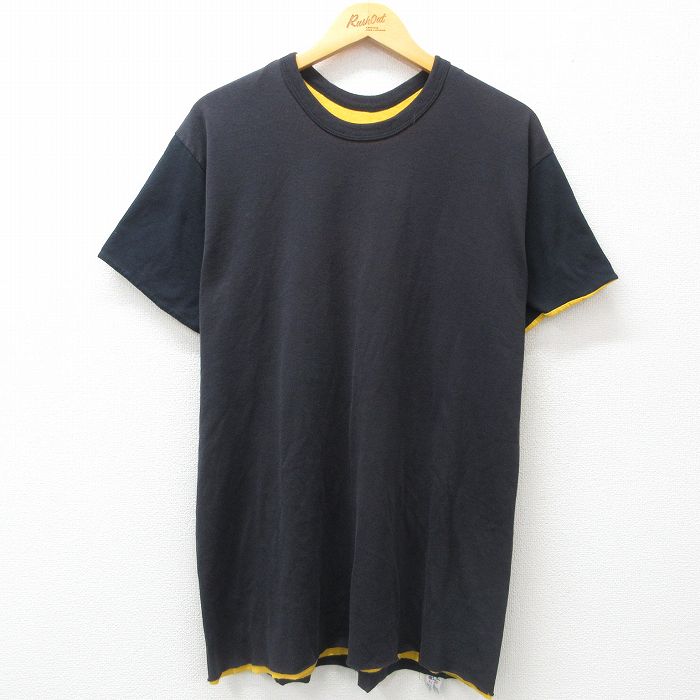 L★古着 チャンピオン champion 半袖 ビンテージ Tシャツ メンズ 80年代 80s 無地 リバーシブル クルーネック 黒 ブラック 【spe】 25apr08 中古