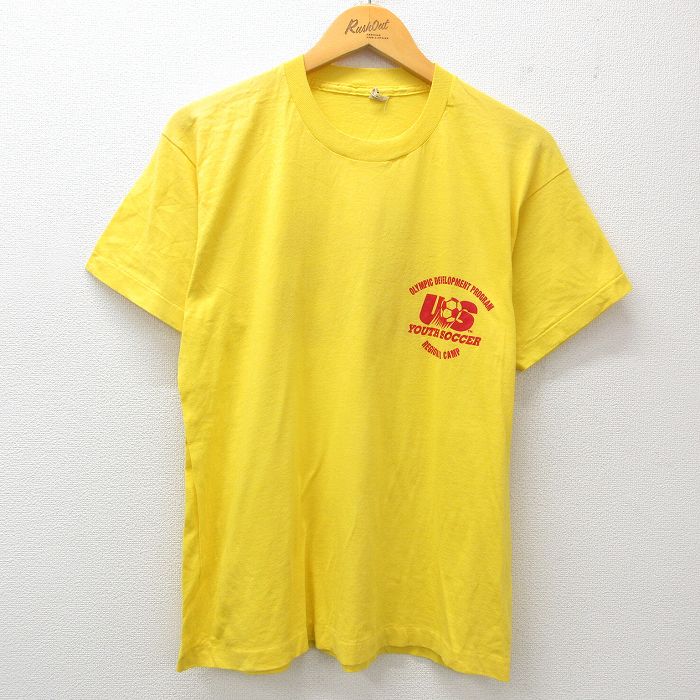 L★古着 スクリーンスターズ 半袖 ビンテージ Tシャツ メンズ 80年代 80s サッカー クルーネック USA製 黄 イエロー 25apr08 中古
