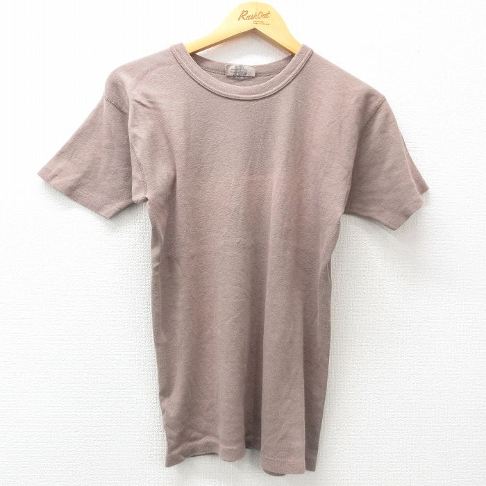S★古着 半袖 ビンテージ Tシャツ メンズ 90年代 90s 無地 コットン クルーネック USA製 茶 ブラウン 25apr08 中古