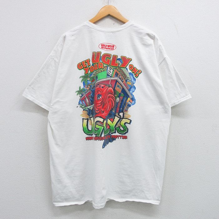 【50%OFF】XL★古着 半袖 ビンテージ Tシャツ メンズ 00年代 00s UGLYS 大きいサイズ コットン クルーネック 白 ホワイト 25apr08 中古