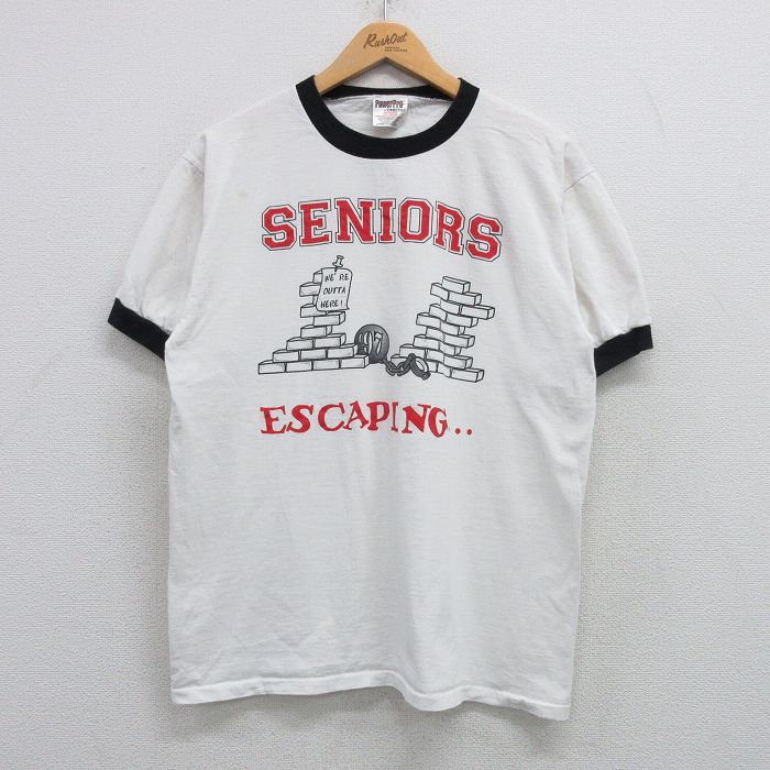M★古着 オニータ 半袖 ビンテージ Tシャツ メンズ 90年代 90s SENIORS コットン クルーネック USA製 白 ホワイト リンガー 25apr08 中古