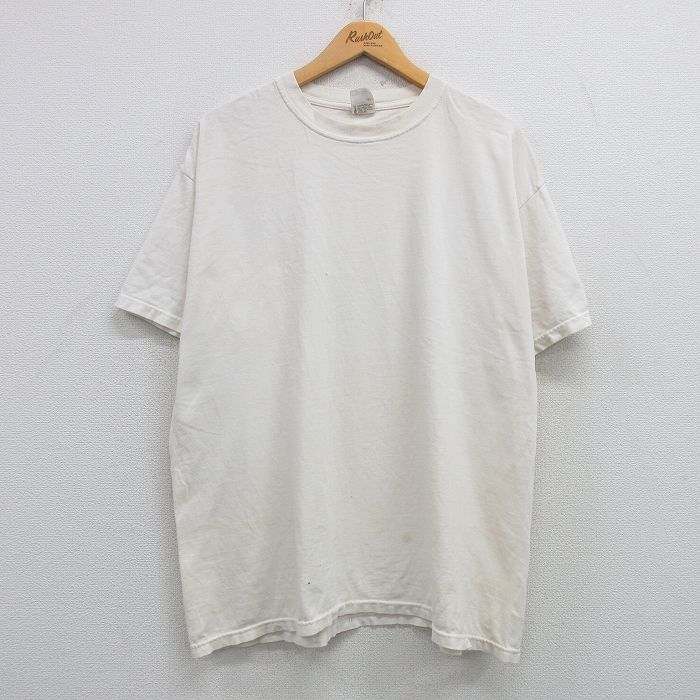 XL★古着 半袖 ビンテージ Tシャツ メンズ 00年代 00s 無地 大きいサイズ コットン クルーネック 白 ホワイト 25apr08 中古