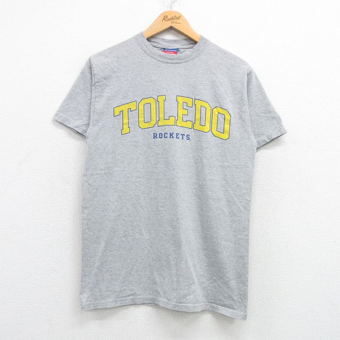 【50%OFF】M★古着 チャンピオン Champion 半袖 ビンテージ Tシャツ メンズ 00年代 00s TOLEDO クルーネック 薄グレー 霜降り 25apr08 中古