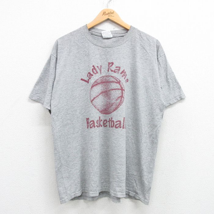 L★古着 半袖 ビンテージ Tシャツ メンズ 00年代 00s バスケットボール コットン クルーネック グレー 25apr08 中古