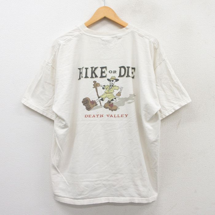 XL★古着 半袖 ビンテージ Tシャツ メンズ 00年代 00s スケルトン HIKE コットン クルーネック カナダ製 白 ホワイト 【spe】 25apr08 中古