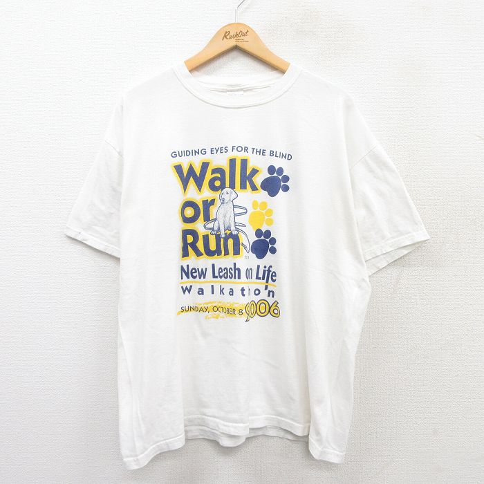 XL★古着 半袖 ビンテージ Tシャツ メンズ 00年代 00s 犬 企業広告 大きいサイズ コットン クルーネック 白 ホワイト 25apr08 中古