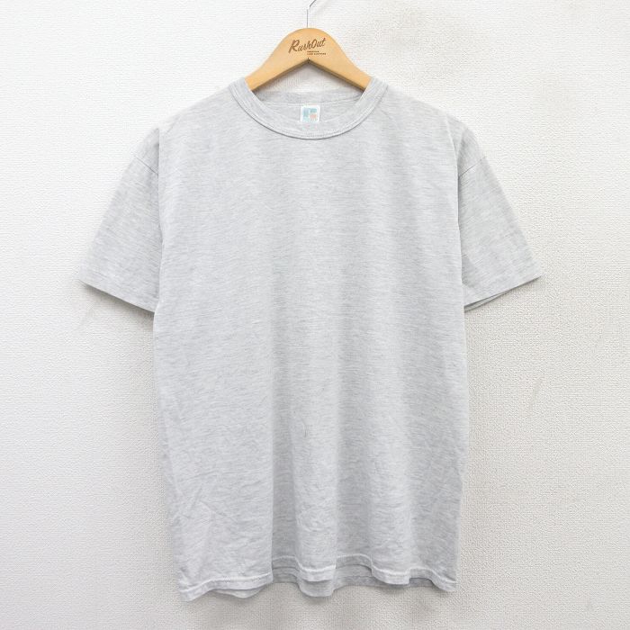 L★古着 ラッセル 半袖 ビンテージ Tシャツ メンズ 80年代 80s 無地 クルーネック USA製 薄グレー 霜降り 【spe】 25apr08 中古