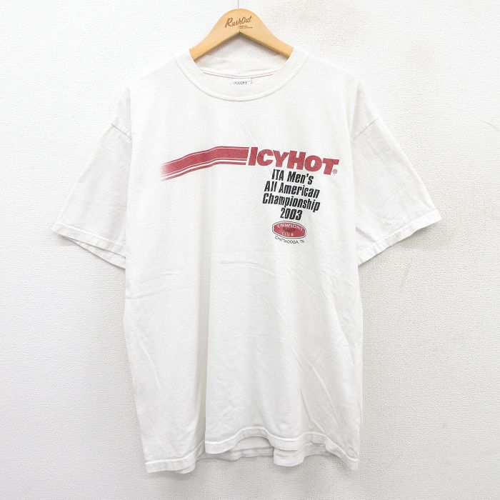 XL★古着 半袖 ビンテージ Tシャツ メンズ 00年代 00s ICYHOT コットン クルーネック 白 ホワイト 25apr08 中古