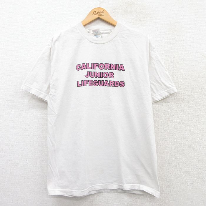 L★古着 半袖 ビンテージ Tシャツ メンズ 00年代 00s カリフォルニア コットン クルーネック 白 ホワイト 25apr08 中古