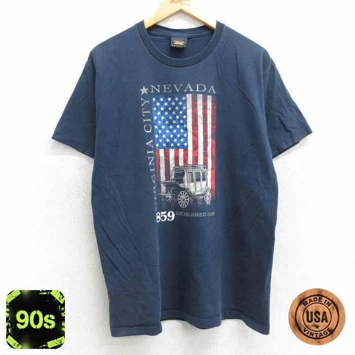 90s 半袖Tシャツ 星条旗 ネイビー L | 古着
