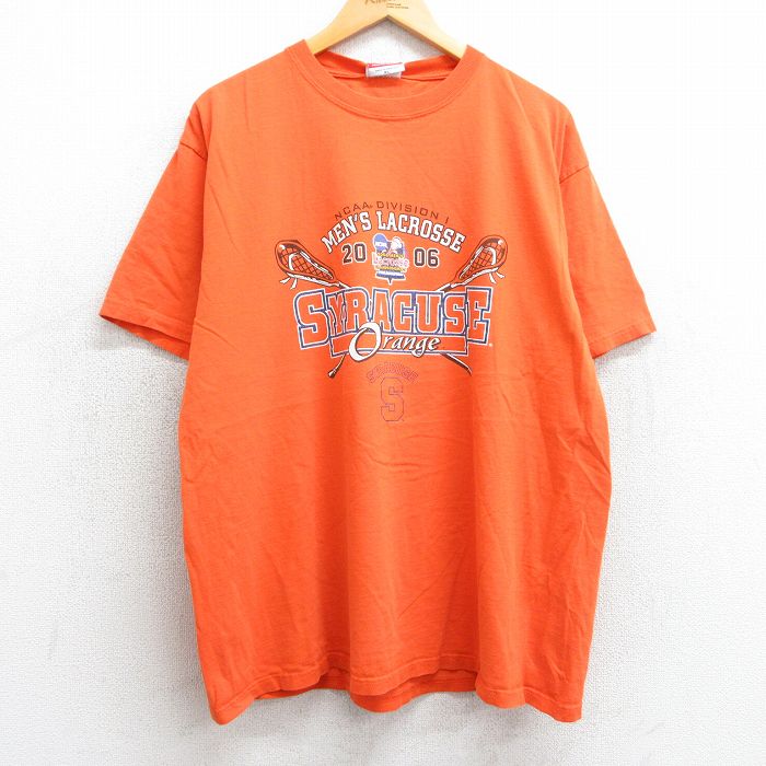 XL★古着 チャンピオン champion 半袖 ビンテージ Tシャツ メンズ 00年代 00s　シラキュースオレンジ ラクロス クルーネック オレンジ 25apr10 中古