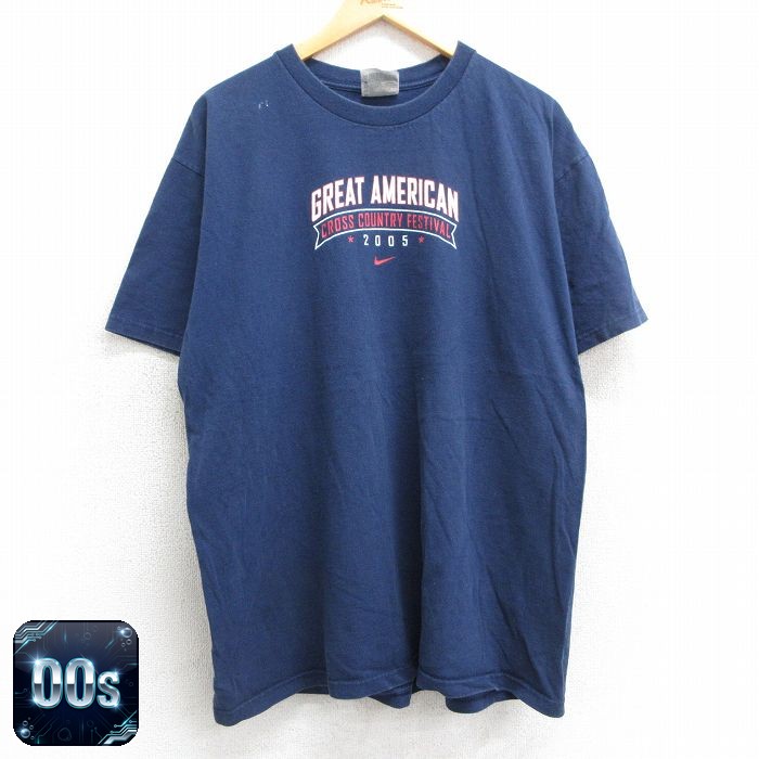 ナイキ 00s 半袖Tシャツ GREAT AMERCAN ネイビー XL | 古着