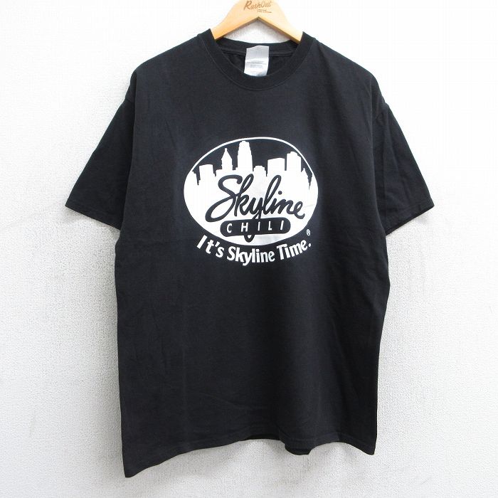 L★古着 半袖 ビンテージ Tシャツ メンズ 00年代 00s スカイライン コットン クルーネック 黒 ブラック 25apr10 中古