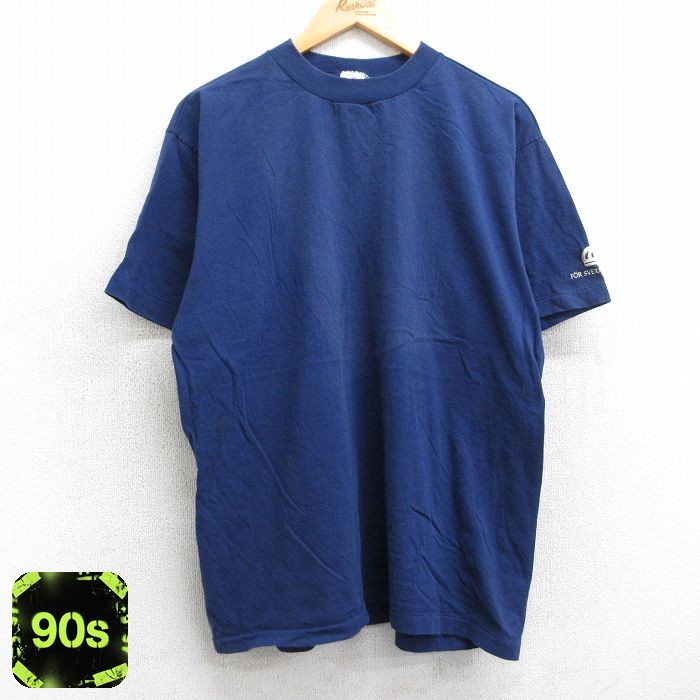 90s 半袖Tシャツ FOR SVERIGE TIDEN ネイビー XL | 古着