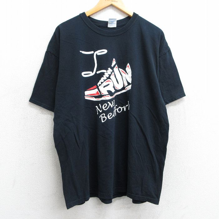 XL★古着 半袖 ビンテージ Tシャツ メンズ 00年代 00s スニーカー 大きいサイズ コットン クルーネック 黒 ブラック 25apr10 中古
