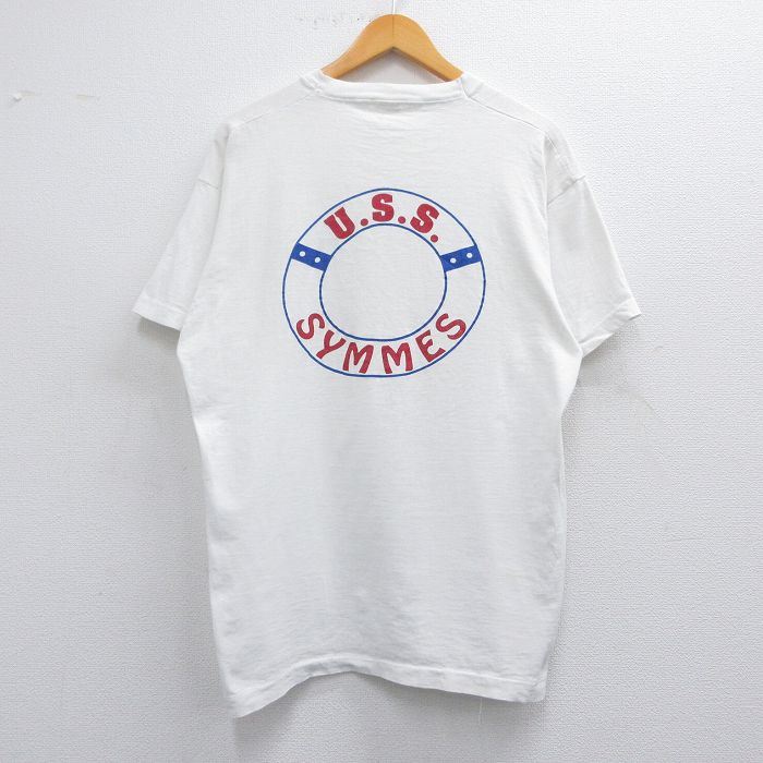 XL★古着 フルーツオブザルーム 半袖 ビンテージ Tシャツ メンズ 90年代 90s U.S.S SYMMES コットン クルーネック USA製 白 ホワイト 【spe】 25apr11 中古