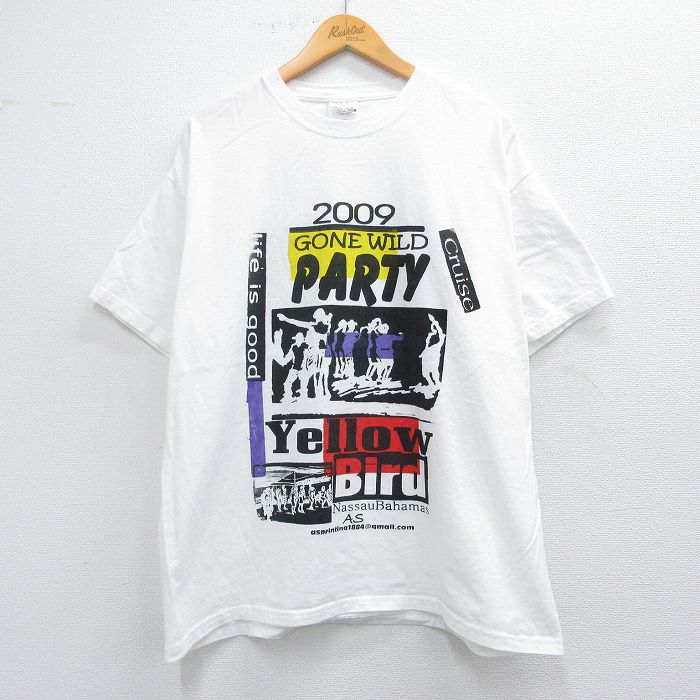 XL★古着 ヘインズ Hanes 半袖 ビンテージ Tシャツ メンズ 00年代 00s PARTY コットン クルーネック 白 ホワイト 25apr11 中古