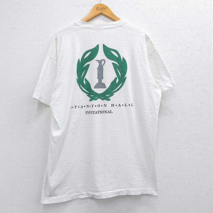 XL★古着 フルーツオブザルーム 半袖 ビンテージ Tシャツ メンズ 80年代 80s STANTONHALL 大きいサイズ コットン クルーネック USA製 白 ホワイト 25apr11 中古