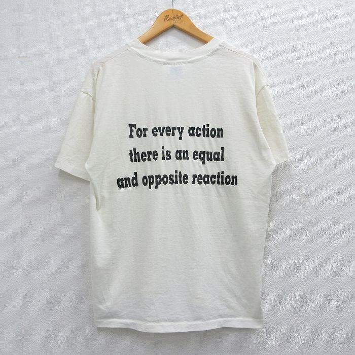 L★古着 半袖 ビンテージ Tシャツ メンズ 90年代 90s メッセージ リンゴ クルーネック USA製 白 ホワイト 25apr11 中古