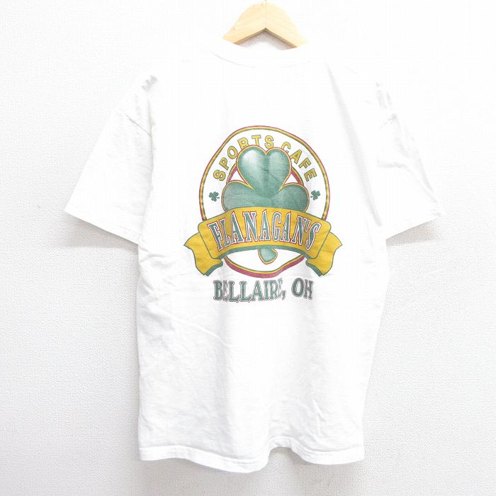 L★古着 半袖 ビンテージ Tシャツ メンズ 00年代 00s FLANAGANS コットン クルーネック 白 ホワイト 25apr14 中古