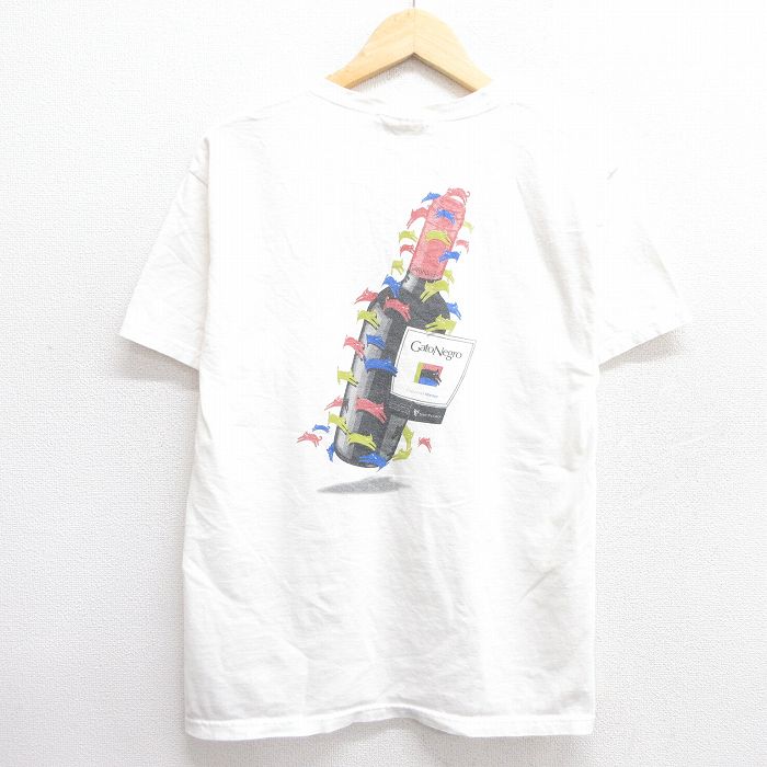 M★古着 ヘインズ Hanes 半袖 ビンテージ Tシャツ メンズ 00年代 00s ガトーネグロ 酒 コットン クルーネック 白 ホワイト 25apr14 中古
