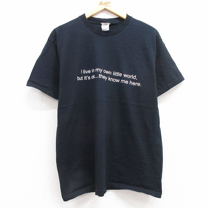 L★古着 フルーツオブザルーム 半袖 ビンテージ Tシャツ メンズ 00年代 00s メッセージ コットン クルーネック 黒 ブラック 25apr15 中古