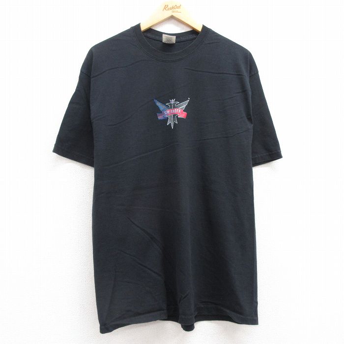 L★古着 ジャージーズ 半袖 ビンテージ Tシャツ メンズ 00年代 00s スミノフ コットン クルーネック 黒 ブラック 25apr15 中古