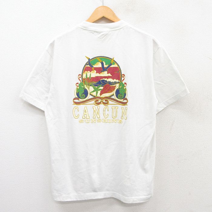 L★古着 半袖 ビンテージ Tシャツ メンズ 00年代 00s カンクン クルーネック 白 ホワイト 25apr15 中古