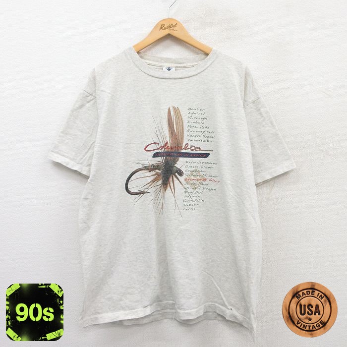 【50%OFF】コロンビア 90s 半袖Tシャツ ルアー グレー XL | 古着