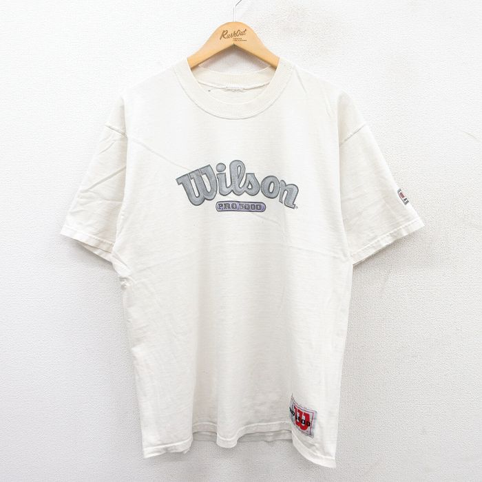 【50%OFF】XL★古着 ウィルソン 半袖 ビンテージ Tシャツ メンズ 00年代 00s ビッグロゴ クルーネック 白 ホワイト 25apr15 中古